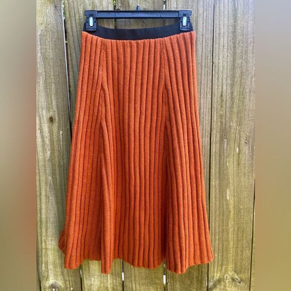 ASOS Ribbed Cable Knit Sweater Skirt Size 2 Small Orange - Picture 3 of 4
